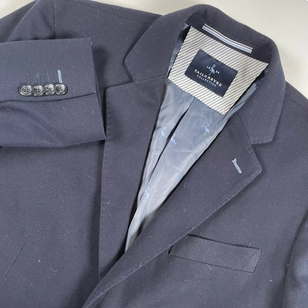 Tailorbyrd Collection Men's Navy Blazer 38R Knit Stretch Fabric Suit Jacket